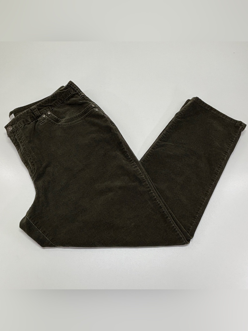 CJ Banks Olive Green Stretch Corduroy Pants 18W Plus Size Straight Leg